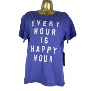 Nwt Wildfox Happy Hour Graphic Blue T-Shirt‎